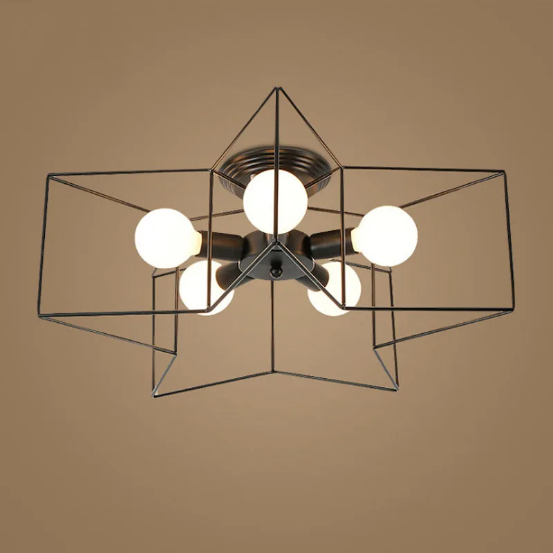 Metal Star 5 Lights Flush Mount Modern LED Ceiling Lamps For Bedroom Living Room Black White Ceiling Lights Home Lighting Lustre De Sala (10)