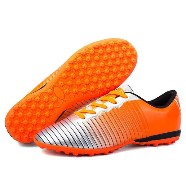 Мужские футбольные бутсы, спортивный для футбола, обувь, новинка, кожа, большой размер, высокие Бутсы для футбола, тренировочные футбольные кроссовки - Цвет: 22018 Orange Silver
