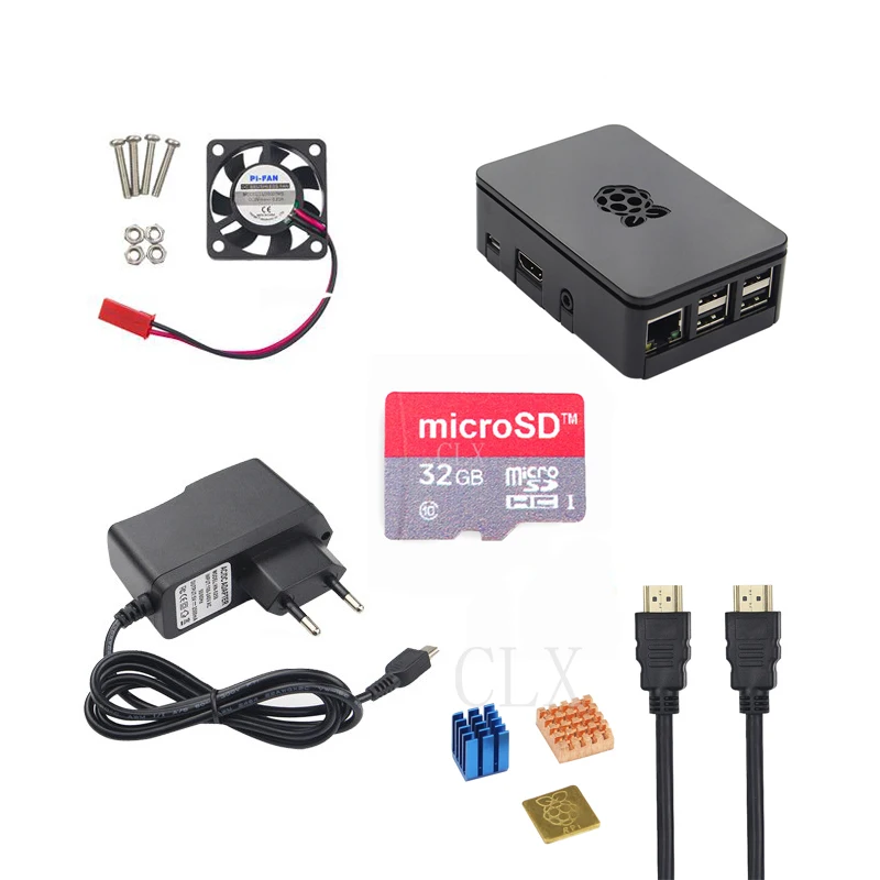 

Raspberry Pi 3 module+ Accessories kit offical Case+ Fan+5V 2.5A Power+Heat Sink+16G SD Card+HDMI Cable for RPI 3B/3B+