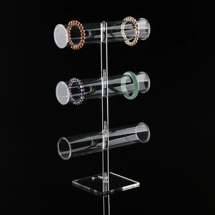 Acrylic Clear Jewelry Display 3 Layer T Bar Bracelet Rack Watch Stand Holder Bangle Organizer 1pcs clear jewelry bracelet display holder bangle organizer rack acrylic bracelet display collar stand holder wholesale