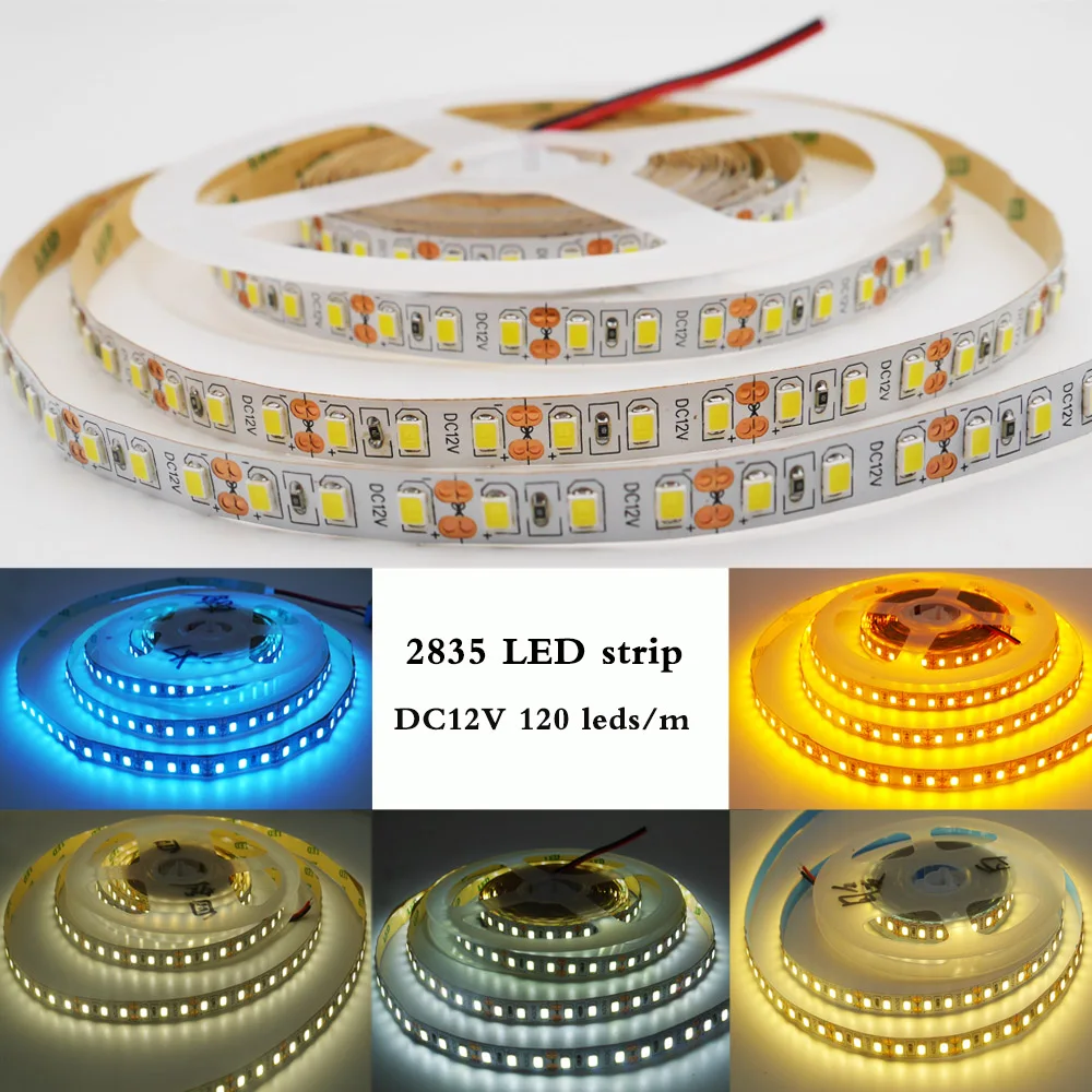 Гибкая светодиодная лента 5 м 2835 SMD DC 12 В 120 светодиодов/м без водонепроницаемости