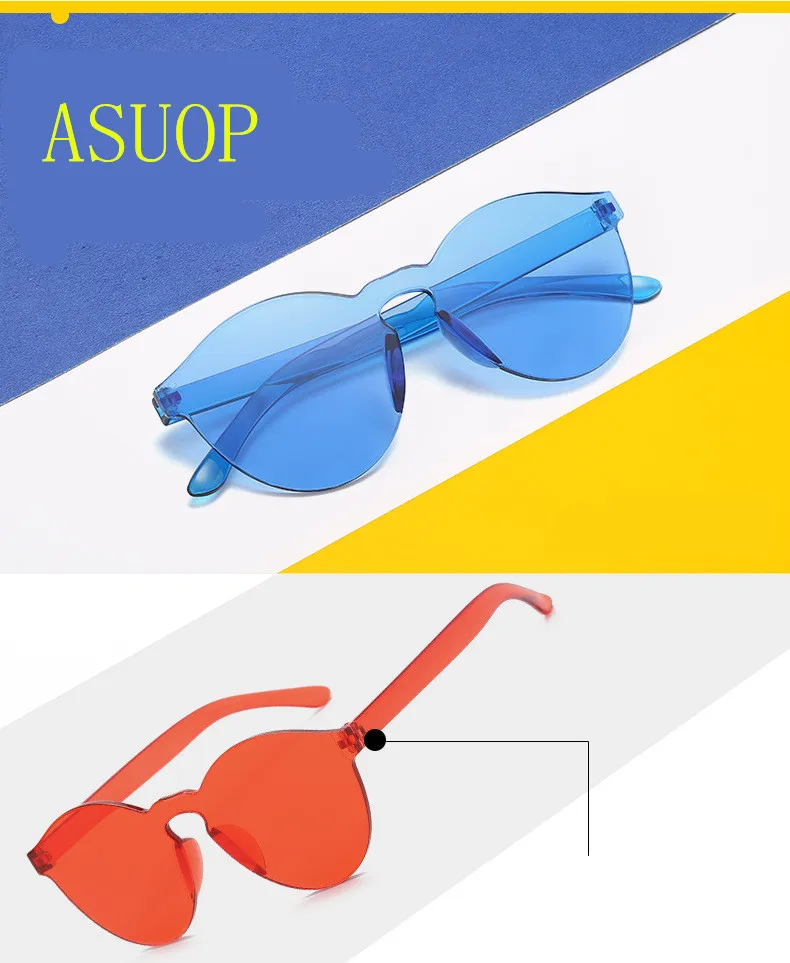 ASUOP2018 New Ladies Retro Cat Eye Fashion Glasses High-End Brand Travel Men's Transparent Sunglasses UV400 Round Color Sunglass (2)