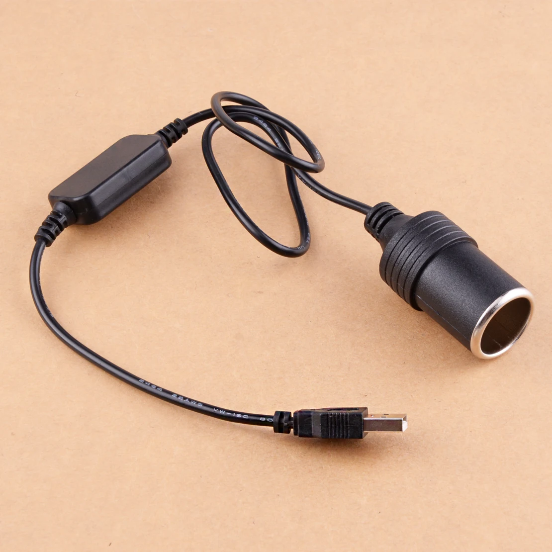 

beler USB Male Car Cigarette Lighter Female Socket 5V To 12V Converter Adapter Cable Cord