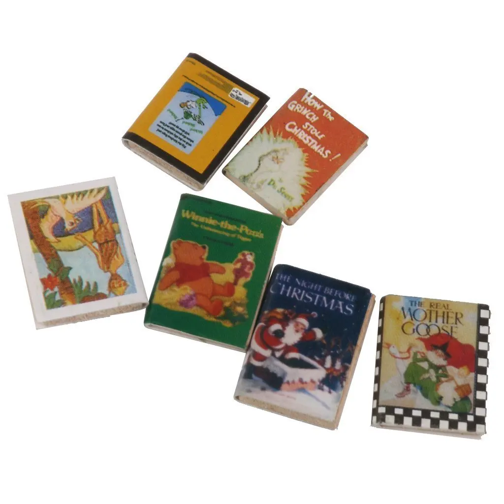 

MACH Best Sale 1/12 Wooden Doll house Miniature Books 6 pcs colorful
