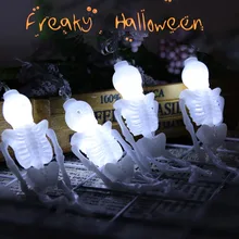 5 м струнный светильник светодиодный в форме скелета, декоративный светильник для Хэллоуина s 20 светодиодный s для сада, вечерние, уличные украшения, EU Plug 220V JQ