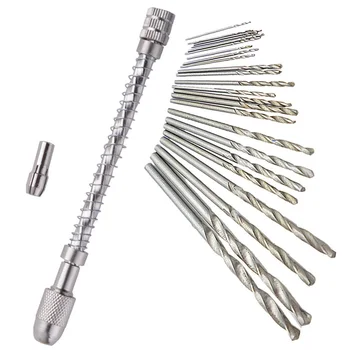 

Adjuestable Manual Hand Drill Drilling Chuck Pin Vice 0.3-3.2mm+25pcs Micro Twist Drill Bit Set for DIY Jewelry Carving Tool