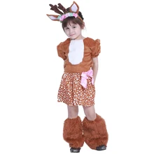 Вечерние костюмы для косплея на Хэллоуин; Детский Рождественский Костюм «Северный олень Олень»; одежда с повязкой на голову для девочек