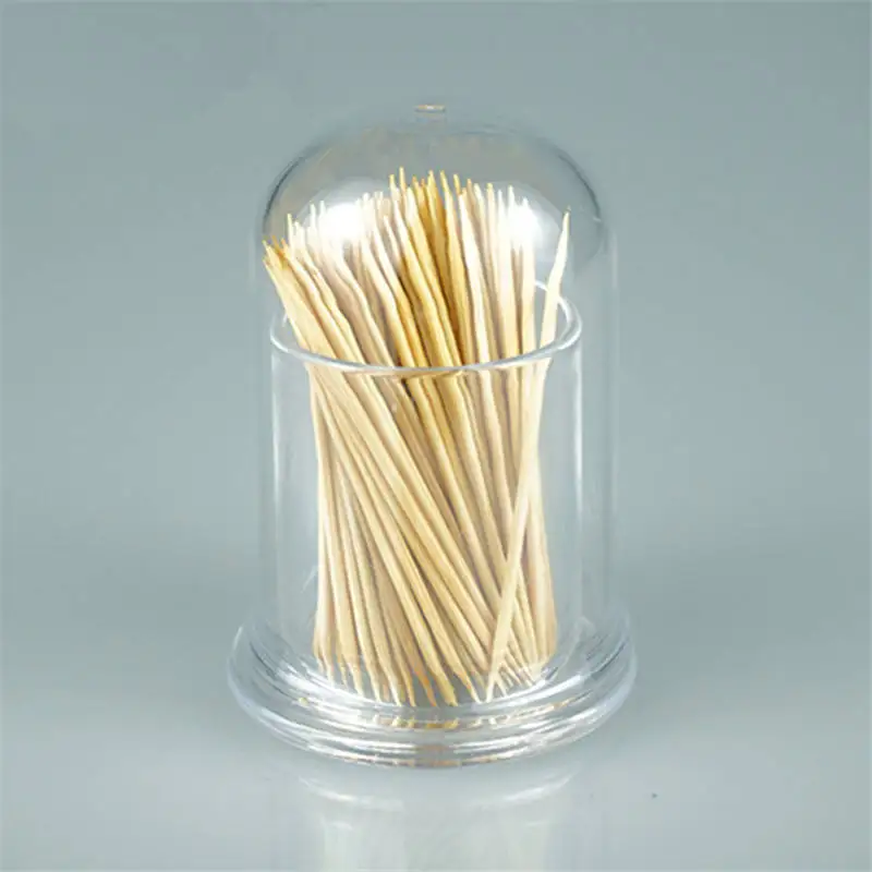 

DoreenBeads Non-toxic Transparent Plastic Toothpicks Holder Cylindrical Cotton Swab Box Office Table Storage Box 5.5*7.6 cm 1 PC