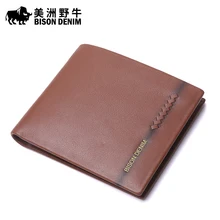 2017 New BISON DENIM High Quality Men Wallet Genuine Leather Cowhide Business Card Holder Wallet Men’s Wallet Free Shipping