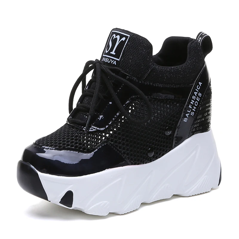 2019 New Women High Platform Shoes Summer Breathable Women Height Increased Shoes 10CM Thick Sole Trainers Bling Sneakers Woman 2019 New Women High Platform Shoes Summer Breathable Women Height Increased Shoes 10CM Thick Sole Trainers Bling Sneakers Woman