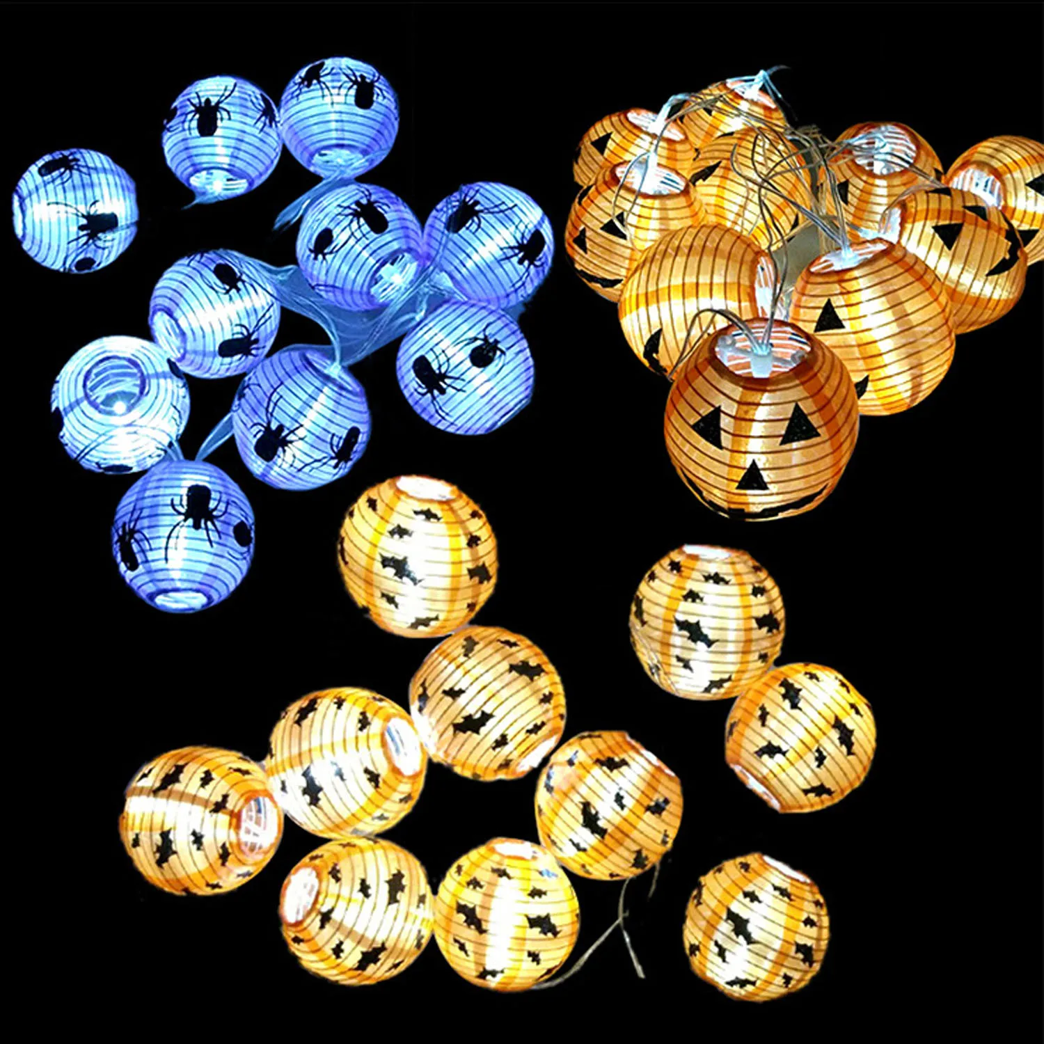 

Behogar 2.2m Battery Operated 3D LED Paper String Lights Lantern with 10pcs Lights for Halloween Party KTV Bar Decoration Props