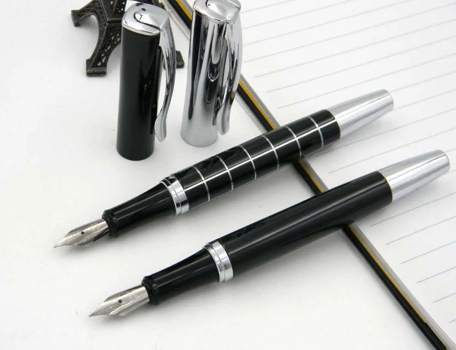

1 pcs 051 metal Line Chessboard or Black silver Medium Nib Fountain Pen