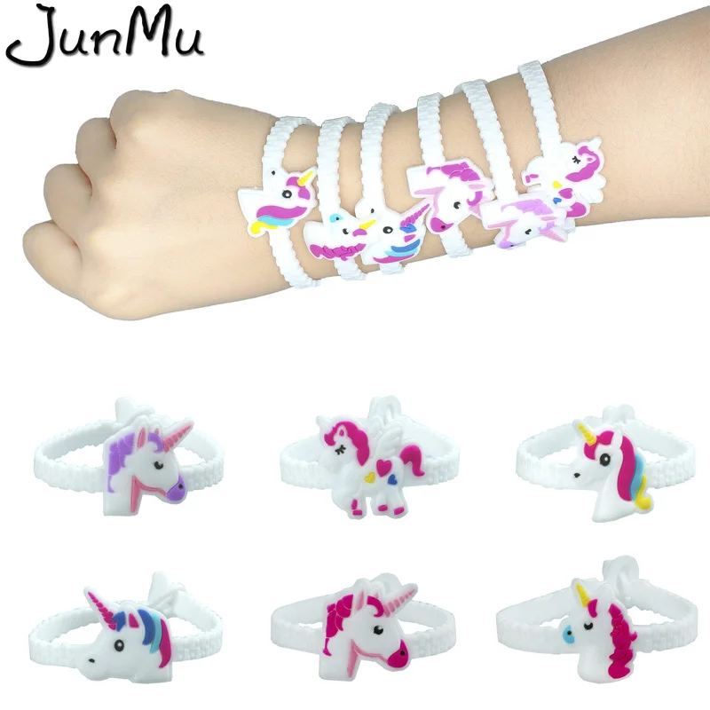 6 шт./компл. Единорог вечерние резиновые браслеты брелки Детские сувениры на день