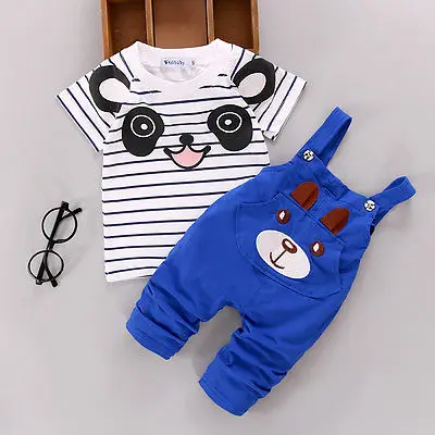 Toddler-Newborn-Kids-Baby-Boy-Cartoon-Panda-Cotton-T-shirt-Striped-TopBear-Pants-Trousers-2pcs-Outfits-Set-2