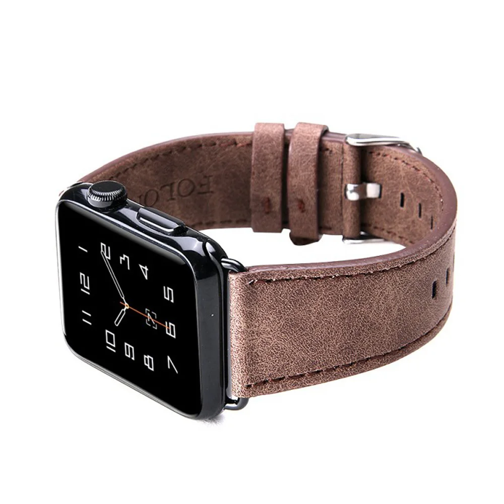 Кожаный ремешок FOLOME для Apple Watch SE Band 40 мм 44 38 42 классический браслет в стиле ретро