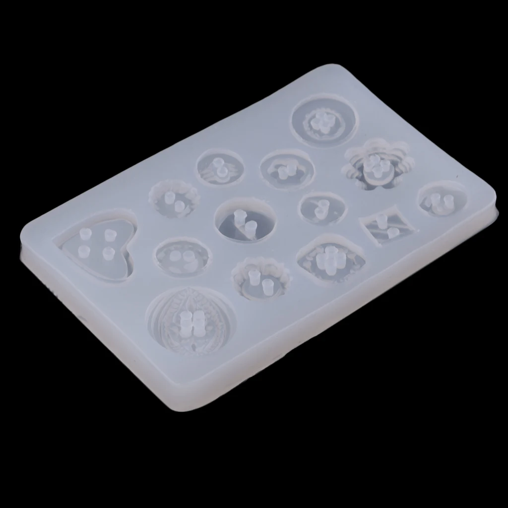 Assorted Buttons Jewelry Silicone Mold with 2/4 Holes for Polymer Clay, Crafting, Resin Epoxy, Pendant Earrings Making