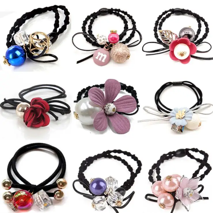 2020 New Fashion Flower Scrunchie Women Girls Elastic Hair Rubber Bands Accessories For Girls Lady Tie Hair Rope Ring Headdress