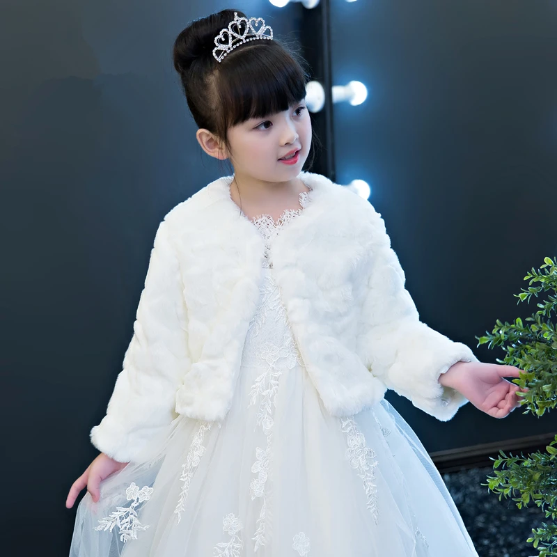 Buy High Quality White Girl Outerwear Faux fur Flower