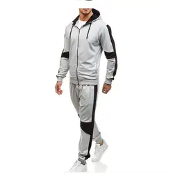 Для мужчин комплект из 2 предметов костюм Спортивная одежда для тренажерного зала Толстовка бег с длинным рукавом Повседневные спортивные