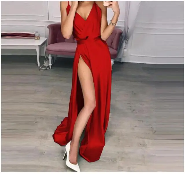 

Summer Sexy Backless Mesh Slim Evening Party Female Dress Solid Color Strapless Deep V neck Split Nightclub Large Size Long Dre