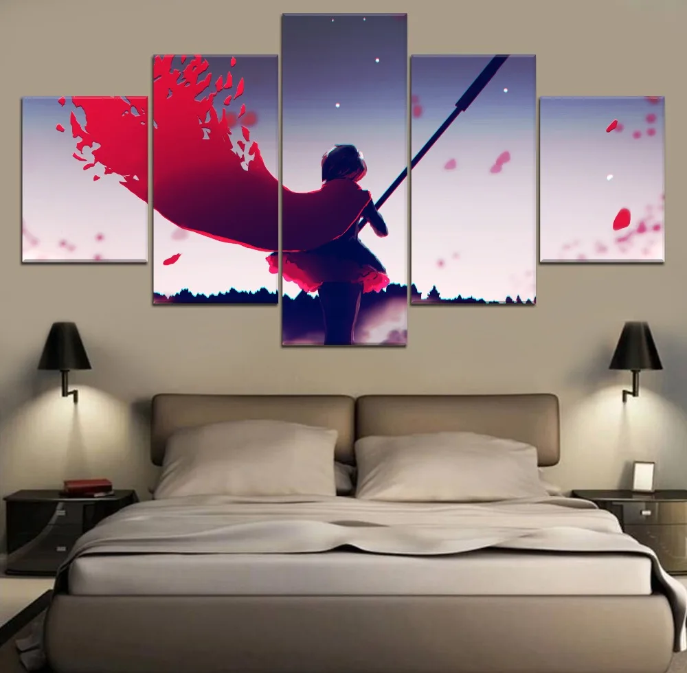 

RWBY Ruby Rose Anime Modern Painting Canvas Wall Art 5 Piece Painting Canvas HD Print Decor Home Living Room Painting Artwork