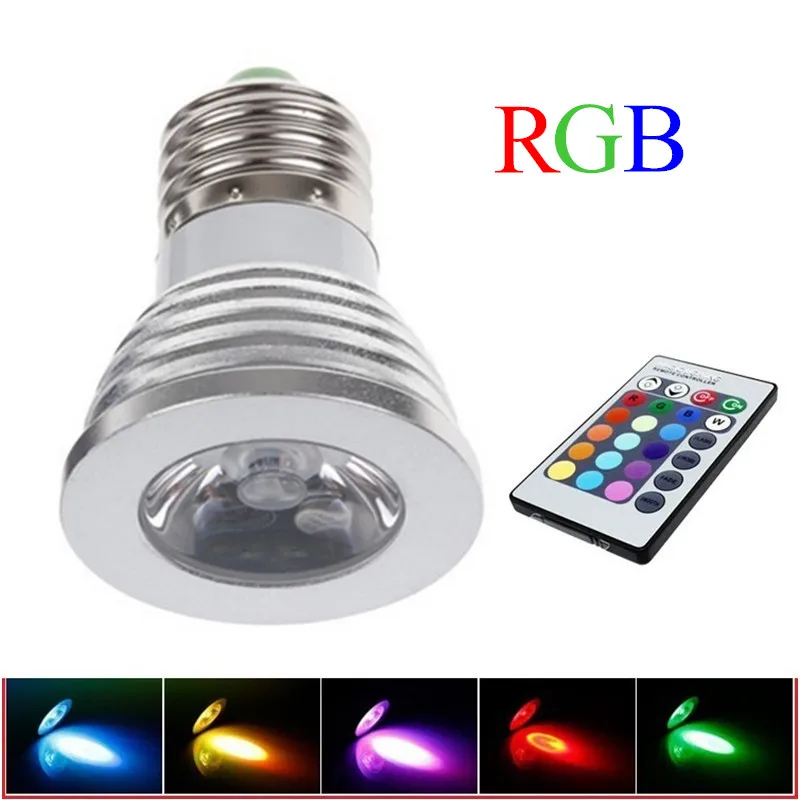 E27 3 Вт RGB светодиодный светильник лампа Точечный светильник Lampara RGB светодиодный светильник для дома вечерние светильник для бара декор с rgb-контроллером 110 В 220 В