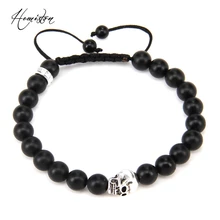 TMS обсидиан и череп бусины сборный браслет из коллекции rebel Сердце Стиль, Rebel сердце ювелирные изделия подарок для мужчин TS 684