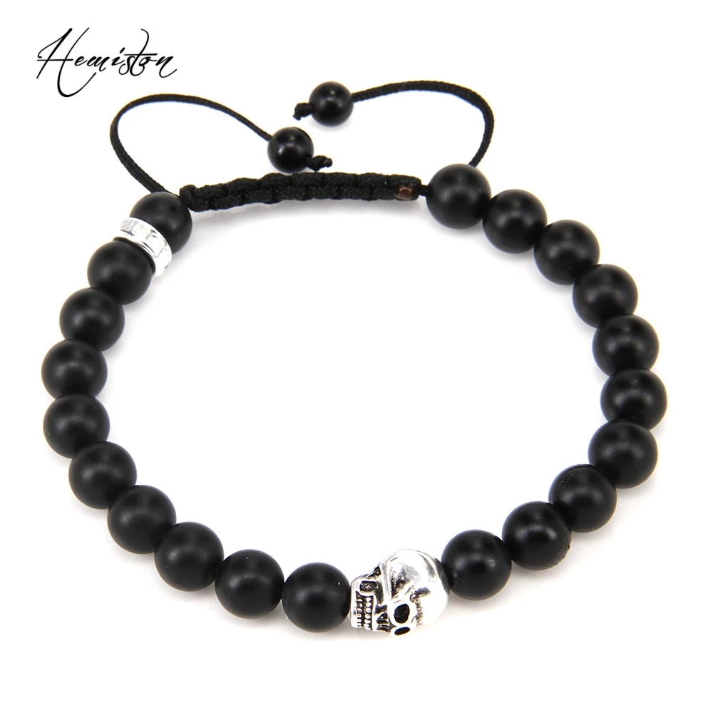 

TMS Obsidian and Skull Beads Compilation Bracelet from rebel heart style Collection, Rebel Heart Jewelry Gift for Men TS 684