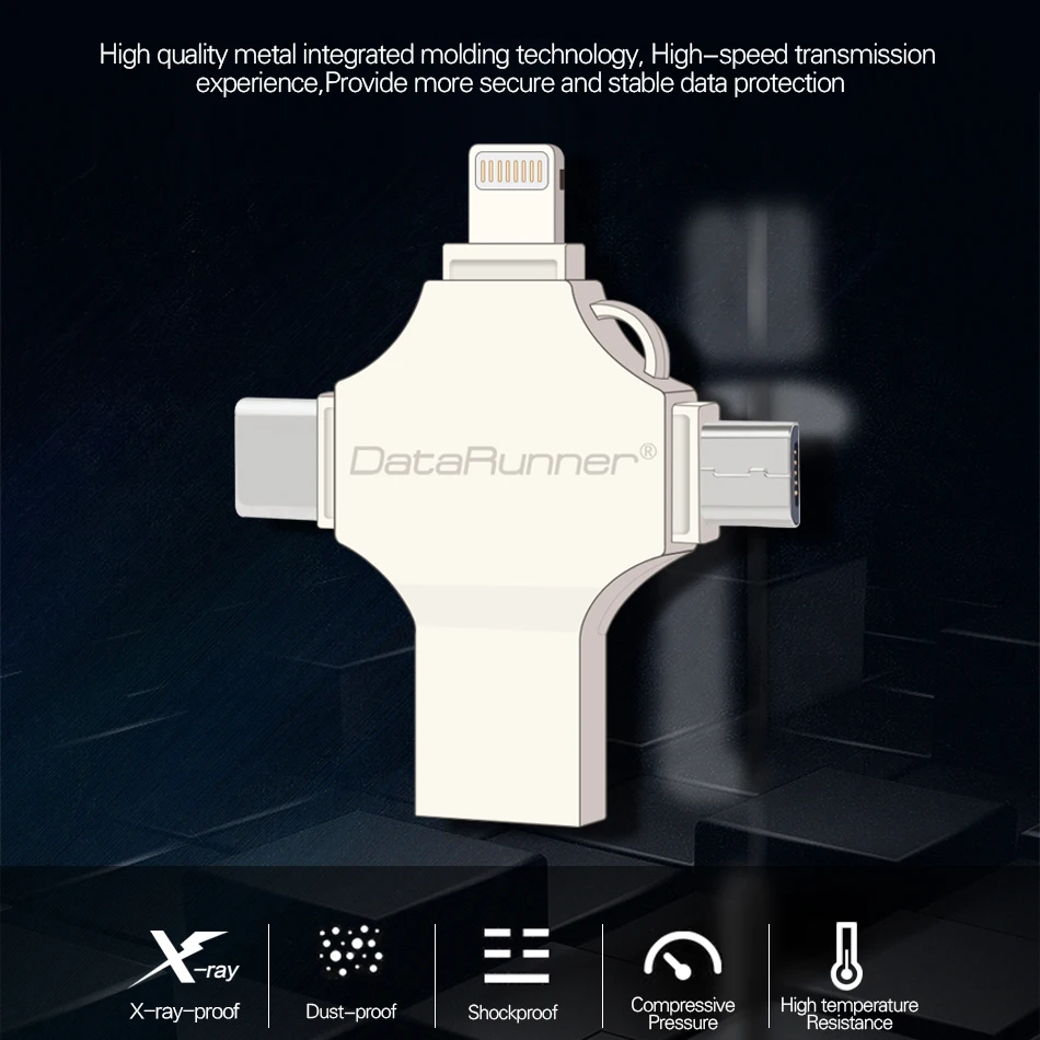 DataRunner OTG USB флеш накопитель 16 ГБ 32 64 128 Гб 4 в 1 USB3.0/iOS/type C/Micro Usb флешка накопитель|USB