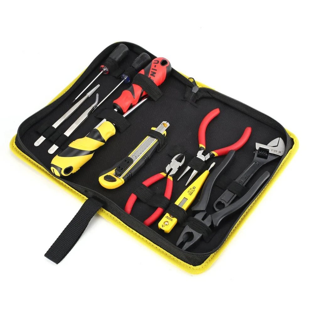 

13pc Screwdriver Plier Wrench Volt Tester Tweezer Knife Set Series Repair Tool Kit Cross Point Tip DIY Hand Tamper Screw Tools