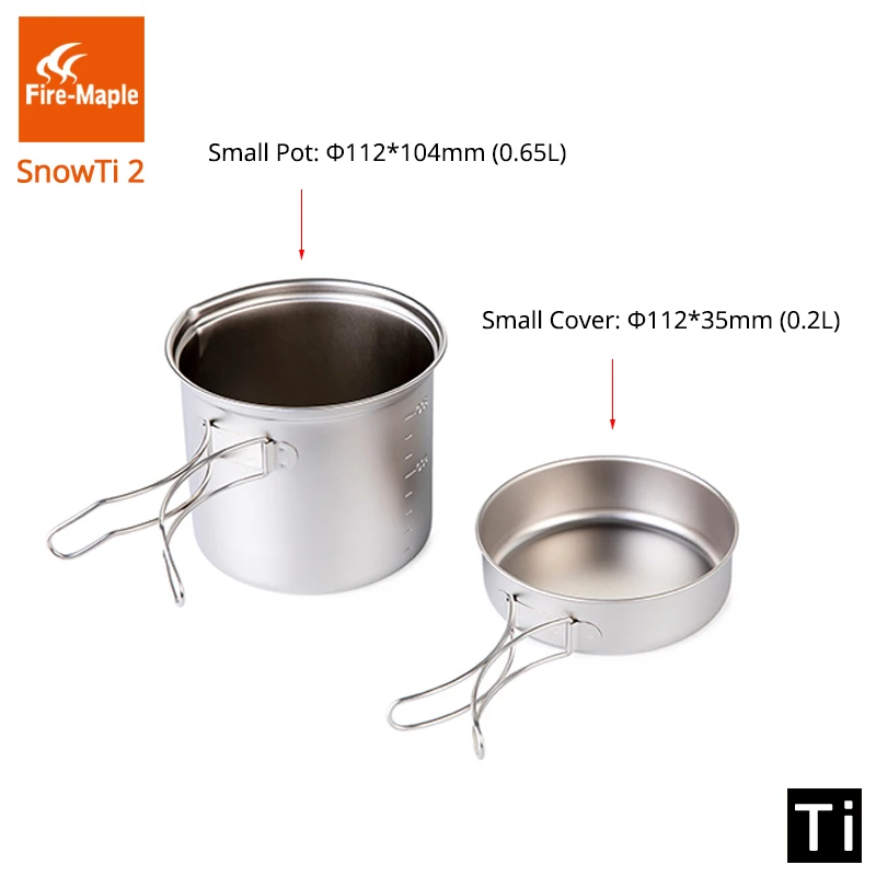 Fuego de la cena de Camping al aire libre Chef portátil nieve de titanio 0.9L olla y sartén Ultra-Camping luz ollas conjunto de FMC-ST2