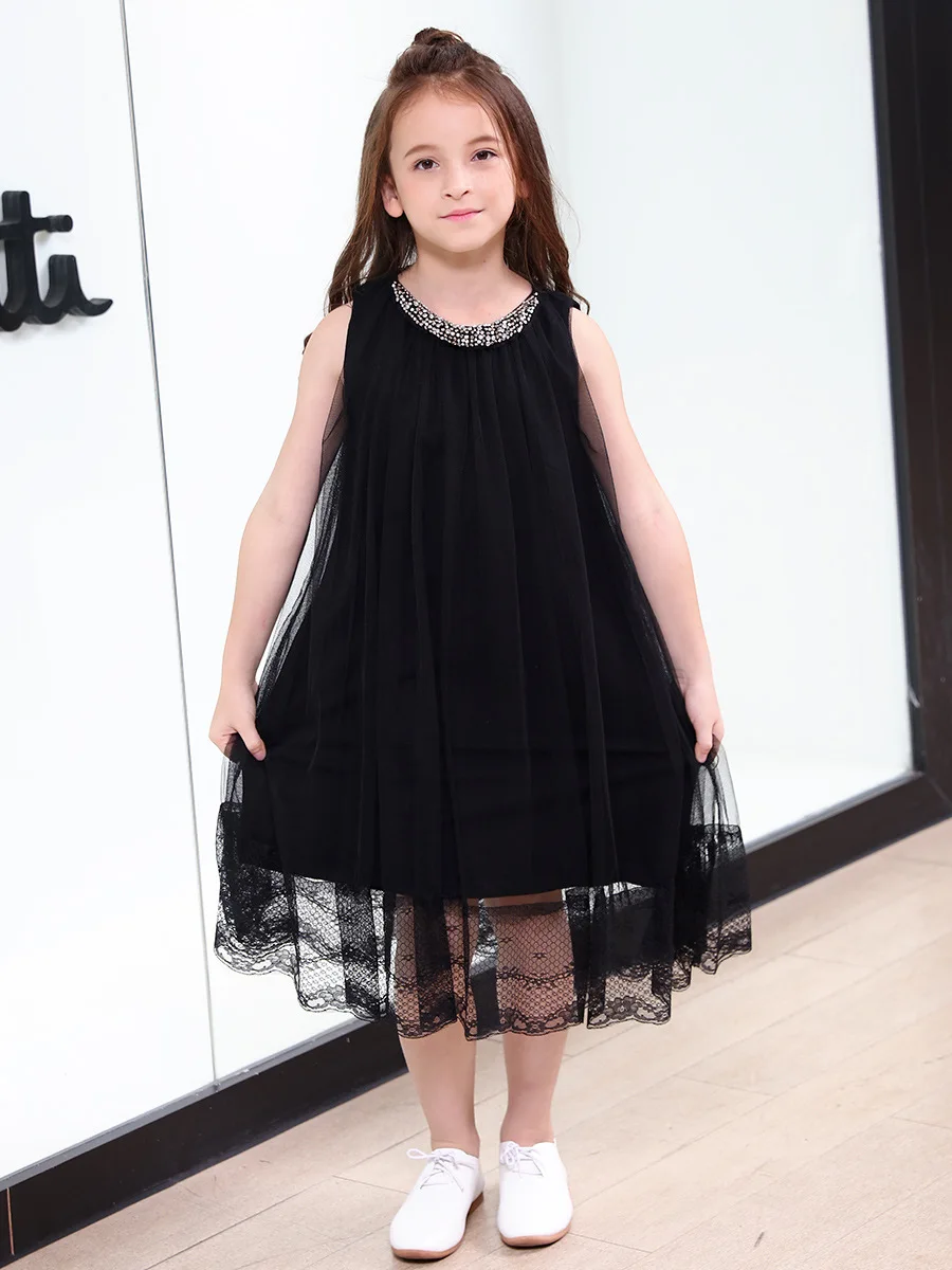 Aven/платье для девочек с изображением кролика черное платье принцессы черное летнее платье для девочек, vestido, детские платья с короткими рукавами для девочек возрастом от 6 до 15 лет