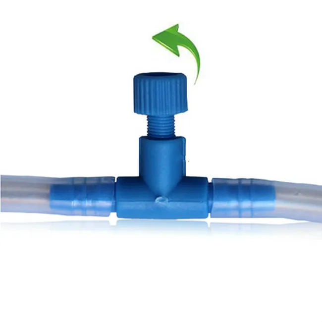 10pcs/lot Blue Plastic 2 Way Aquarium Air Pump Control Valves Fish Tank