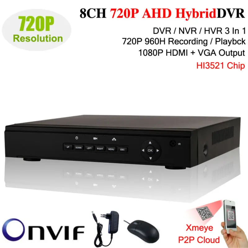 Ahdm видеорегистратор 8-канальный видеонаблюдения AHD DVR AHD-M Hybrid DVR/1080 P NVR 3in1 видео