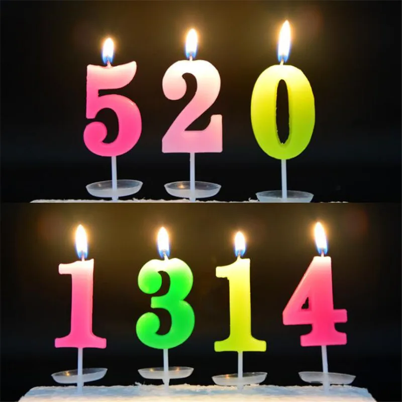 0 9 Birthday Numbers Candles With Base Candy Color Cake