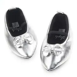 Весенне-Осенняя детская обувь для маленьких девочек, серебристого цвета, под платье маленькой принцессы, кожаная детская обувь, красивая