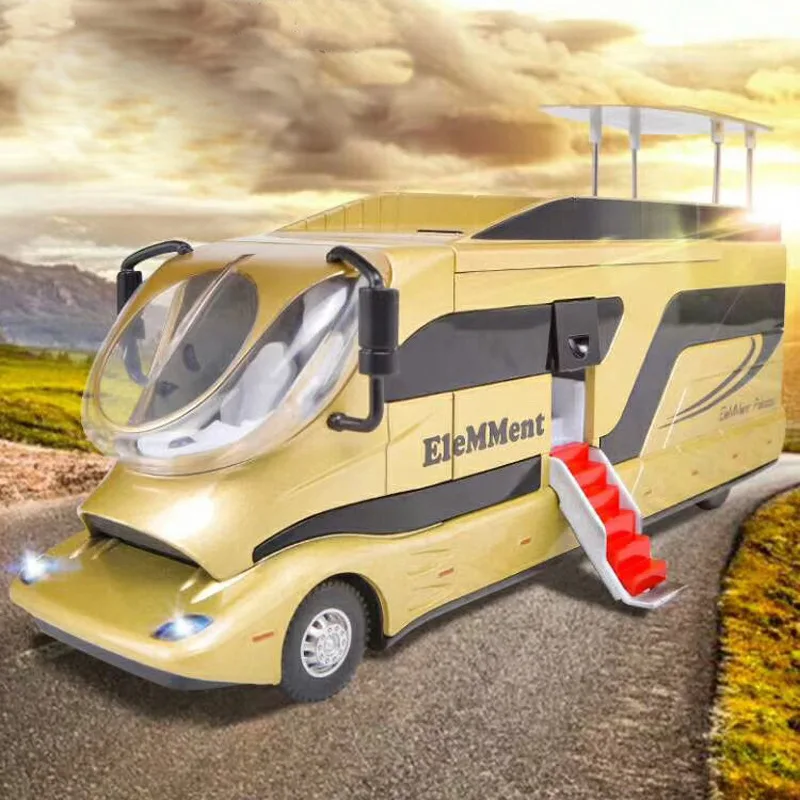 Большой 2 в 1 обновленная версия сплав автобус караван няня караван рекреационный автомобиль открытые двери лестницы детские игрушки модель гоночной машины
