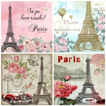 

Huacan Full Diamond Embroidery Square/Round Rhinestones Scenic DIY Diamond Painting New Eiffel Tower Diamond Art