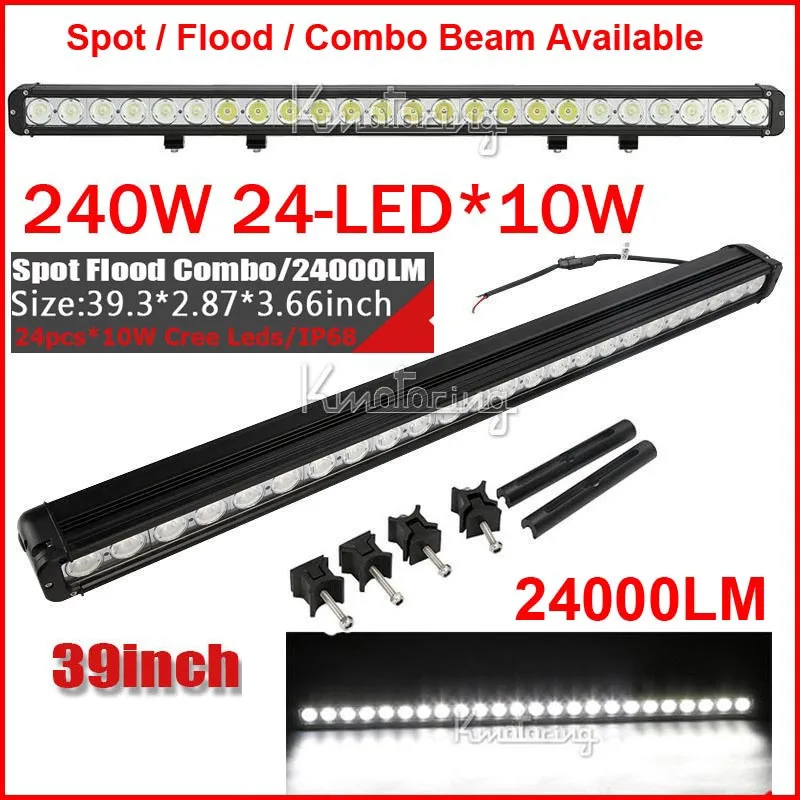 

EMS 39" 240W CRE 24-LED*(10W) Work Light Bar Off-Road SUV ATV 4WD 4x4 Spot / Flood /Combo Beam 24000lm 9-70V Driving Single Row
