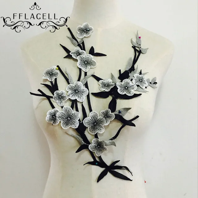 FFLACELL 1 пара пластырей для вышивки растворимых цветов для одежды наклейка для одежды аппликация вышивка патчи для цветов