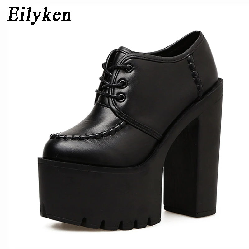 Eilyken/Модная женская обувь; прошитая обувь на платформе с квадратным каблуком и круглым носком; вечерние женские туфли-лодочки на шнуровке; Новинка года; сезон осень