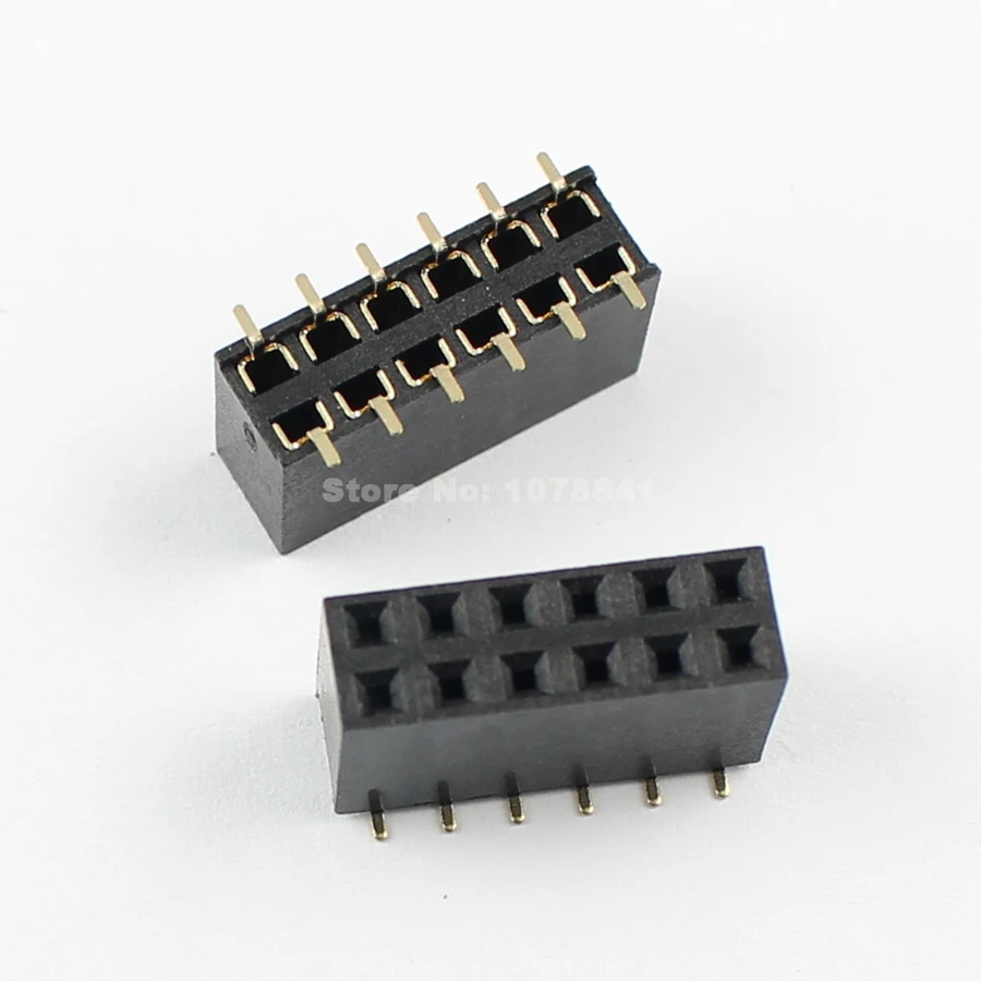 50 Pcs Per Lot 2.54mm Pitch 2x6 Pin 12 Pin Female SMT Double Row Pin ...