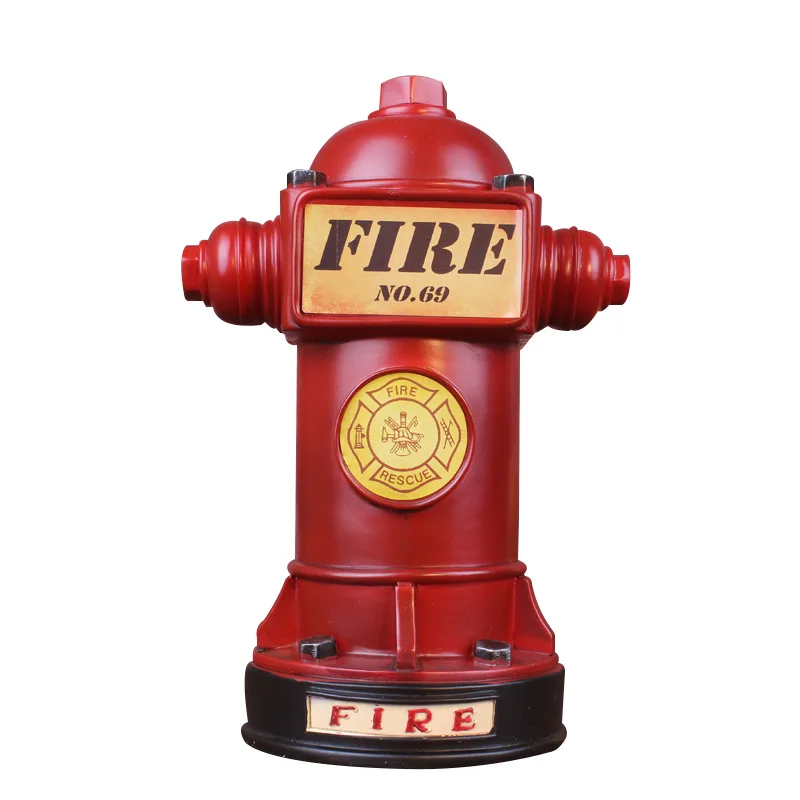 

European Retro Creative Fire Extinguisher Fire Hydrant Shape Decor Figurines Bar Cafe Decoration Ornament Rural Resin Craft Gift