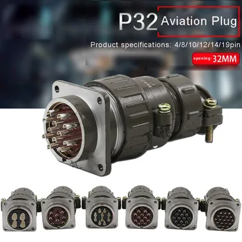 

P32 Aviation Connector Plug Socket 4pin 8pin 10pin 12pin 14pin 19pin 32M Metal Round Connectors for Industrial Equipment