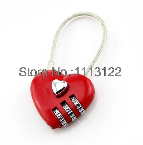 Heart Shape 0-9 Number Resettable Combination Lock Padlock Red 