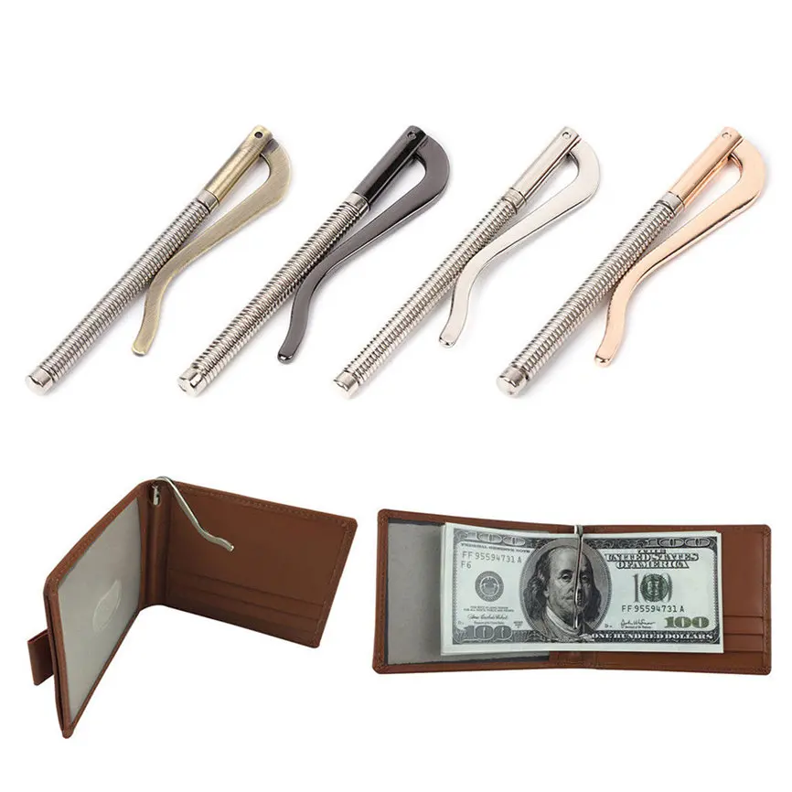 

Man Woman wallet Casual Metal Bifold Money Clip Bar Wallet Replace Parts Cash Holder Spring Clamp Fashion Aluminum Card Case