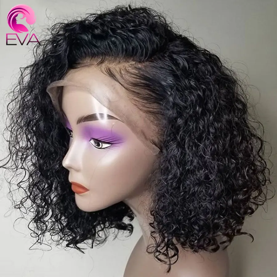 Eva Hair 150% Density 13*6 Deep Parting Lace Front Human Hair wigs Short Bob Wigs Bleached Knots Brazilian Remy Hair 8-16 -
