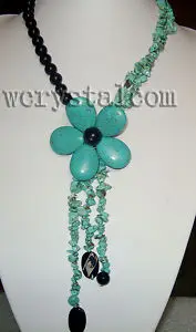 

Green Created stone Black Onyx Flower Necklace