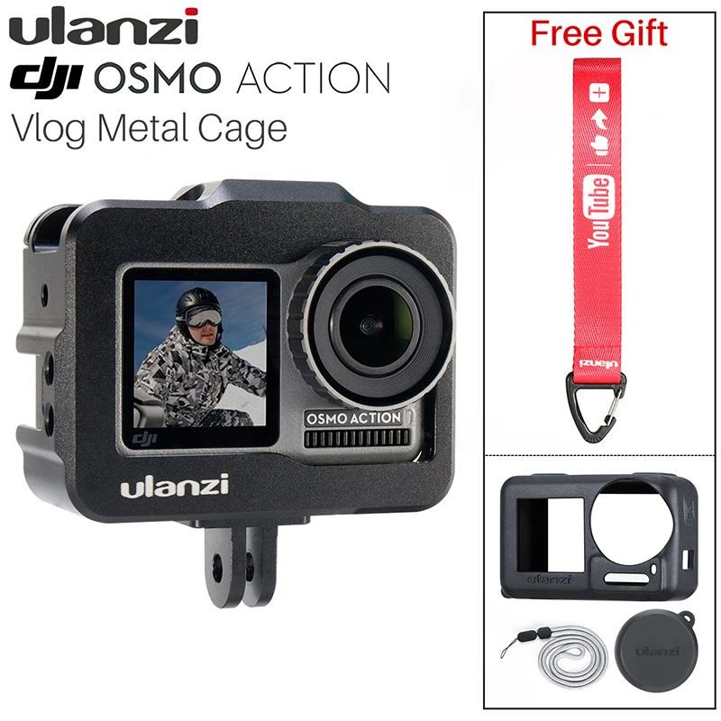 

NEW ULANZI OA-1 Vlogging Metal Cage Case for Dji Osmo Action Vlog Case with Cold Shoe for Microphone LED Light
