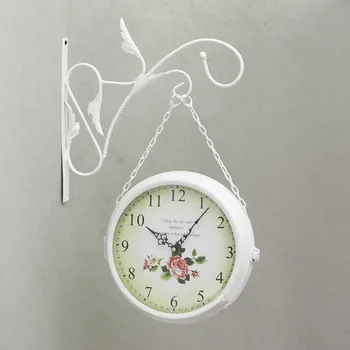 

Double sided Wall Clock Modern Design Wrought Iron Watch Saat Large Wall Clocks Relogio de Parede Reloj de Pared Horloge Murale